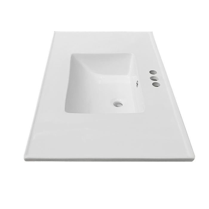 Kingston Tulare LBT37227W34 - Continental 37-Inch Ceramic Vanity Sink Top (4" Faucet Drillings), White