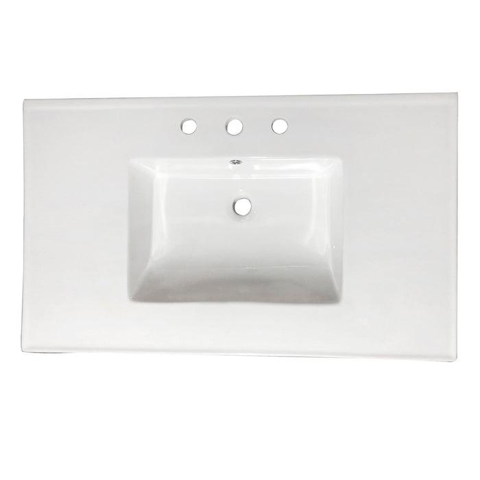 Continental LBT37227W38 37-Inch Ceramic Vanity Sink Top (8" Faucet Drillings), White