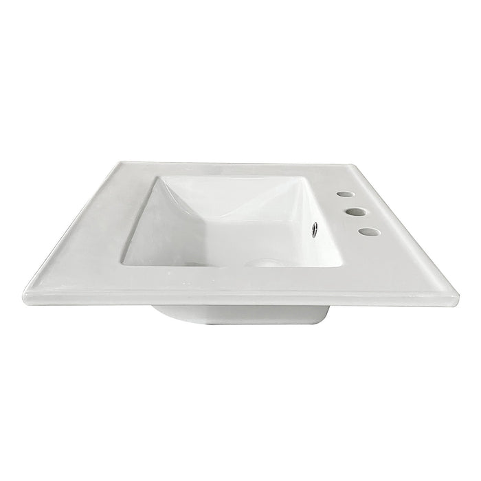 Kingston Tulare LBT37227W38 - Continental 37-Inch Ceramic Vanity Sink Top (8" Faucet Drillings), White