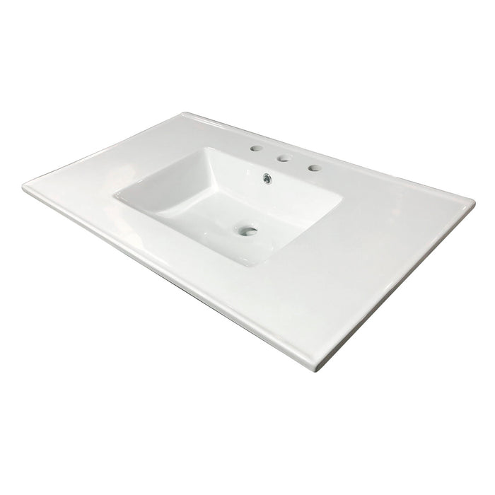 Continental LBT37227W38 37-Inch Ceramic Vanity Sink Top (8" Faucet Drillings), White