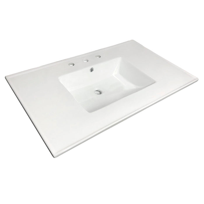 Kingston Tulare LBT37227W38 - Continental 37-Inch Ceramic Vanity Sink Top (8" Faucet Drillings), White