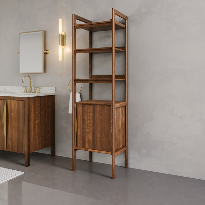 Kingston Ferrero FERRERO-LC-NJ - 21 in. x 17 in. Linen Cabinet Freestanding, Brown Walnut Wood