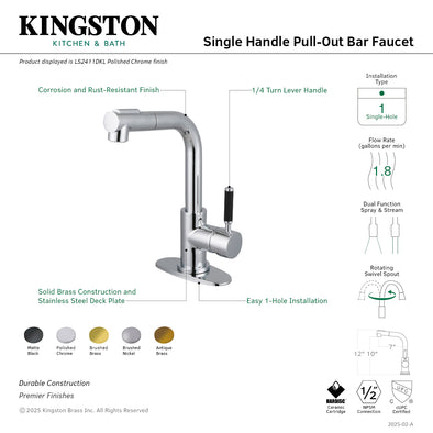 Kingston Sona LS2413DKL - Kaiser Single-Handle 1-Hole Deck Mount Pull-