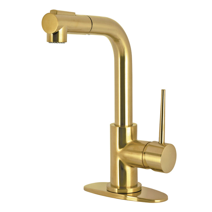 Kingston Sona LS2413NYL - New York Single-Handle 1-Hole Deck Mount Pull-Out Sprayer Bar Faucet, Brushed Brass