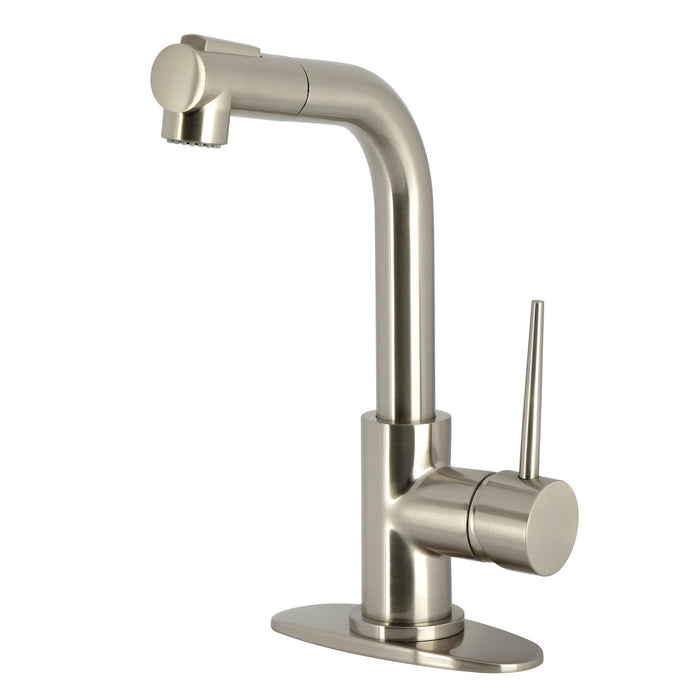 Kingston Sona LS2418NYL - New York Single-Handle 1-Hole Deck Mount Pull-Out Sprayer Bar Faucet, Brushed Nickel