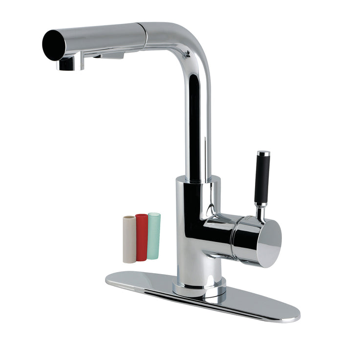 Kingston Kaiser LS2711DKL Single-Handle 1-Hole Deck Mount Pull-Out Sprayer Kitchen Faucet, Polished Chrome