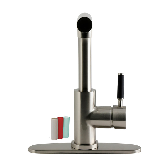 Kingston Kaiser LS2718DKL Single-Handle 1-Hole Deck Mount Pull-Out Sprayer Kitchen Faucet, Brushed Nickel