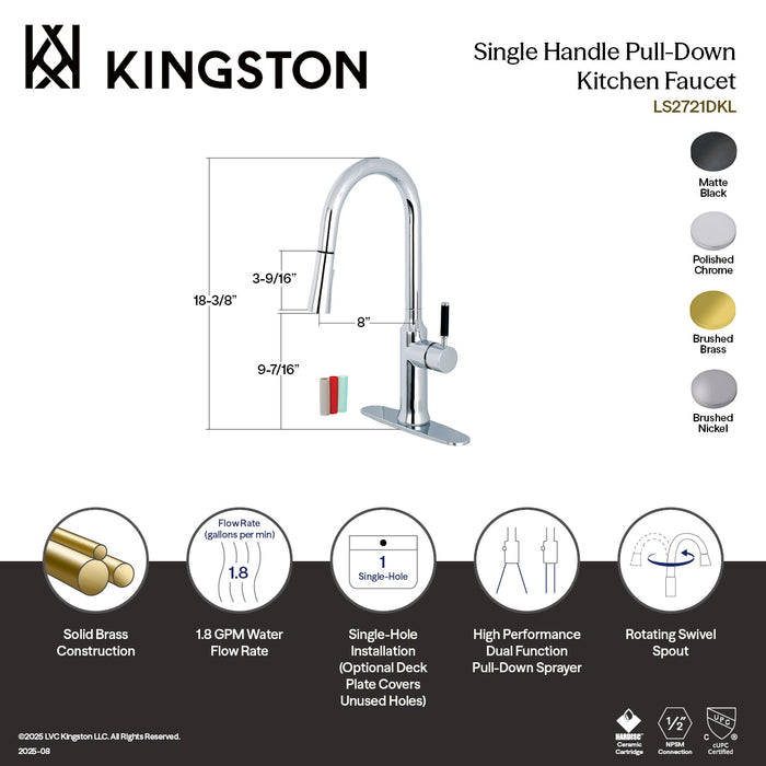 Kaiser LS2720DKL Single-Handle Pull-Down Kitchen Faucet, Matte Black