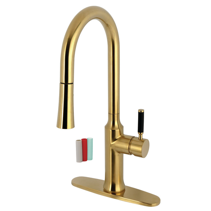 Kingston Sona LS2723DKL - Kaiser Single-Handle Pull-Down Kitchen Faucet, Brushed Brass