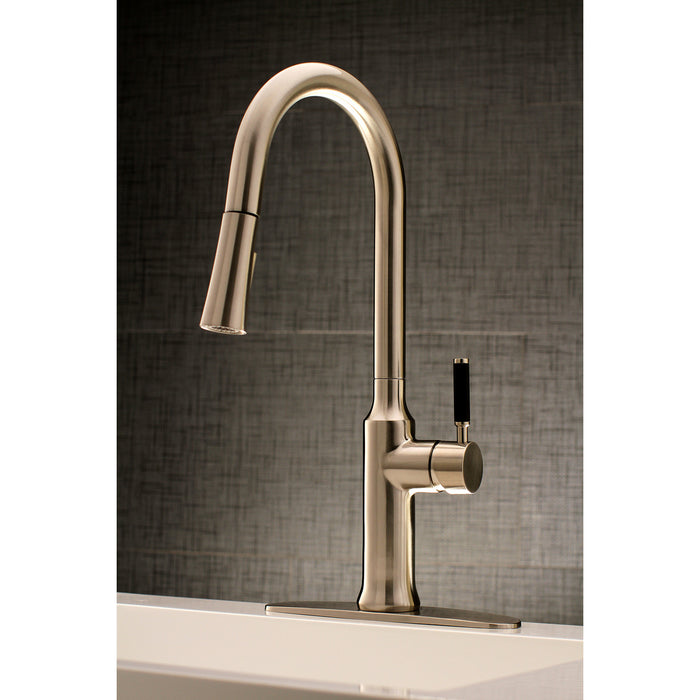 Kingston Sona LS2728DKL - Kaiser Single-Handle Pull-Down Kitchen Faucet, Brushed Nickel