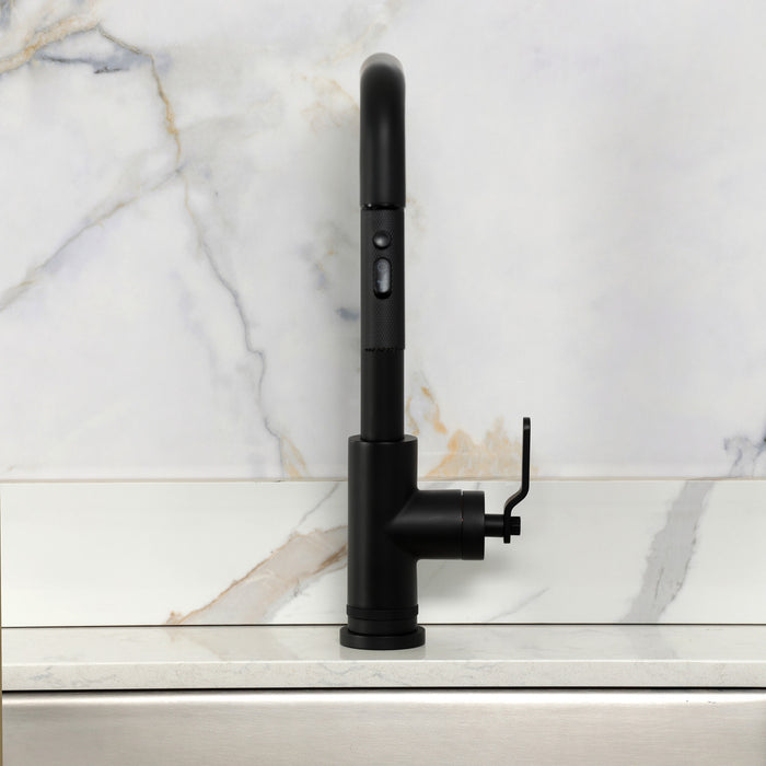 Kingston Whitaker LS2730KL Single-Handle Pull-Down Kitchen Faucet, Matte Black