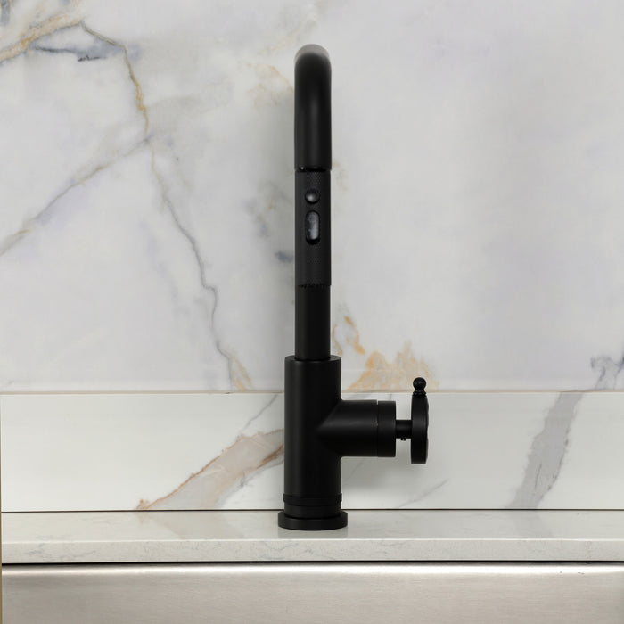 Kingston Belknap LS2730RX Single-Handle Pull-Down Kitchen Faucet, Matte Black