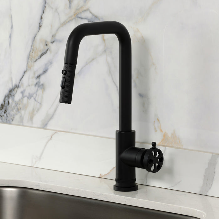 Kingston Belknap LS2730RX Single-Handle Pull-Down Kitchen Faucet, Matte Black