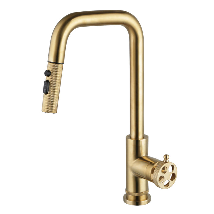 Kingston Wendell LS2733RKZ Single-Handle Pull-Down Kitchen Faucet, Brushed Brass