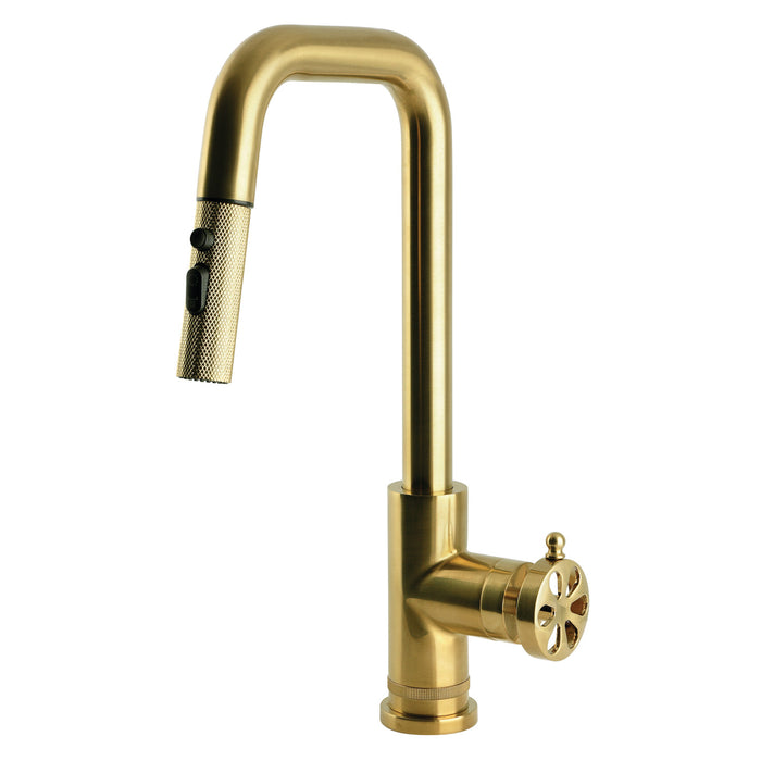 Kingston Belknap LS2733RX Single-Handle Pull-Down Kitchen Faucet, Brushed Brass