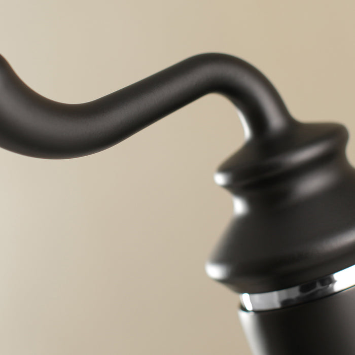 Kingston Heirloom LS5417RL - Royale One-Handle 1-Hole Bathroom Faucet with Deck Plate and Push Pop-Up Drain, Matte Black/Polished Chrome