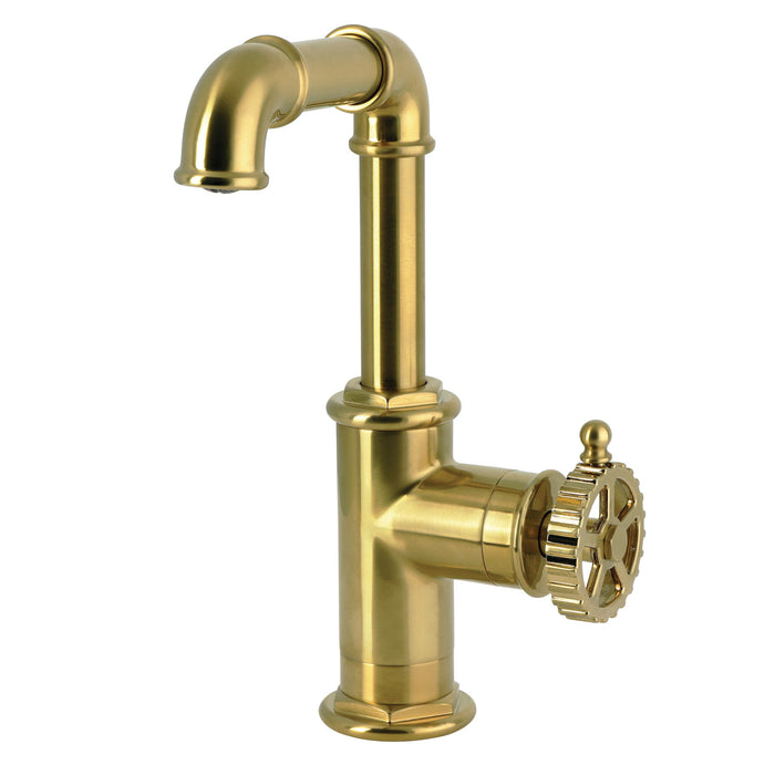 Kingston Fuller LS6003CG One-Handle 1-Hole Bathroom Faucet with Push Pop-Up Drain, Brushed Brass