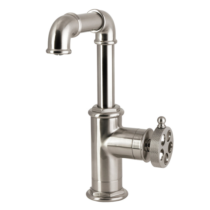 Kingston Wendell LS6008RKZ One-Handle 1-Hole Bathroom Faucet with Knurled Handle and Push Pop-Up Drain, Brushed Nickel