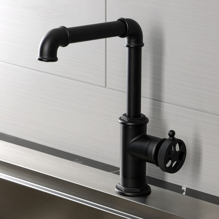 Kingston Wendell LS6100RKZ One-Handle 1-Hole Deck Mount Bar Faucet with Knurled Handle, Matte Black