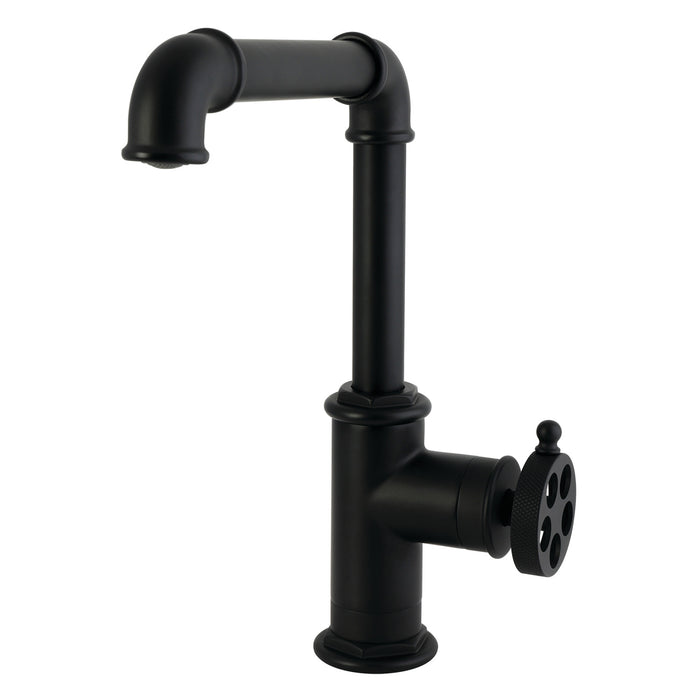 Kingston Wendell LS6100RKZ One-Handle 1-Hole Deck Mount Bar Faucet with Knurled Handle, Matte Black