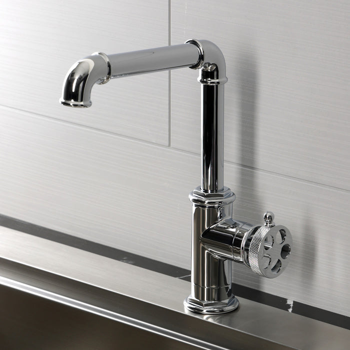 Kingston Wendell LS6101RKZ One-Handle 1-Hole Deck Mount Bar Faucet with Knurled Handle, Polished Chrome