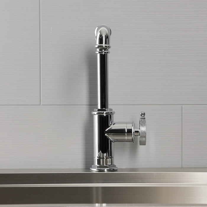 Kingston Wendell LS6101RKZ One-Handle 1-Hole Deck Mount Bar Faucet with Knurled Handle, Polished Chrome