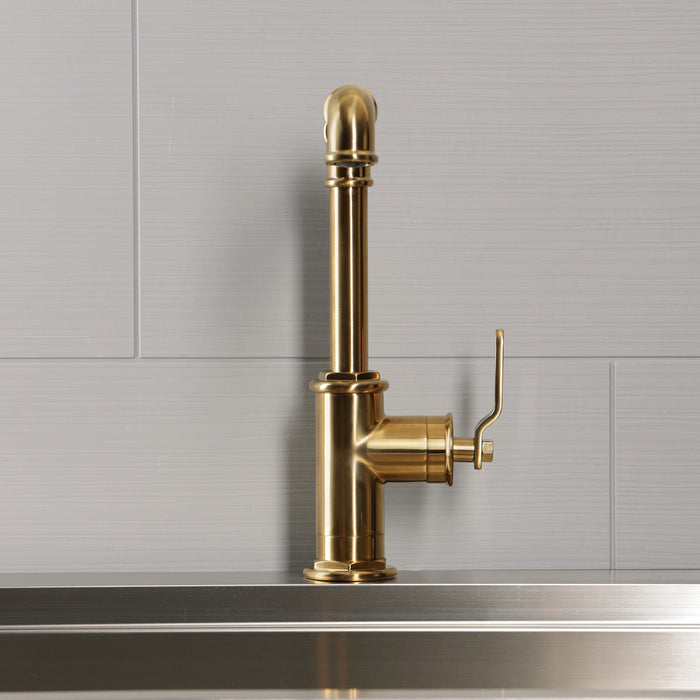 Kingston Whitaker LS6103KL One-Handle 1-Hole Deck Mount Bar Faucet, Brushed Brass
