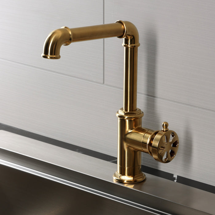 Kingston Belknap LS6103RX One-Handle 1-Hole Deck Mount Bar Faucet, Brushed Brass
