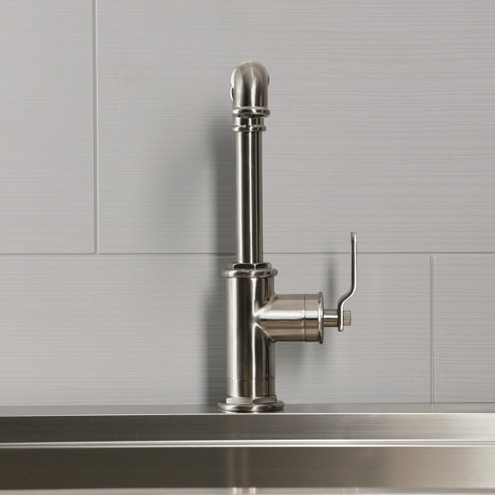 Kingston Whitaker LS6108KL One-Handle 1-Hole Deck Mount Bar Faucet, Brushed Nickel