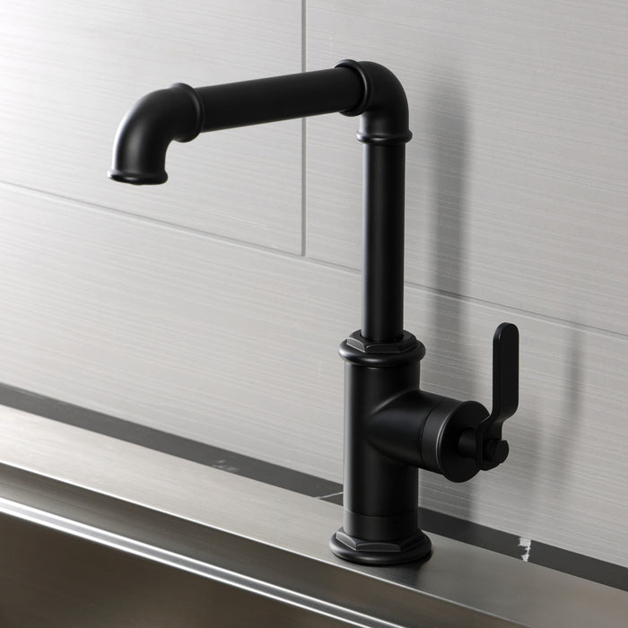 Kingston Whitaker LS6200KL Single-Handle 1-Hole Deck Mount Kitchen Faucet, Matte Black