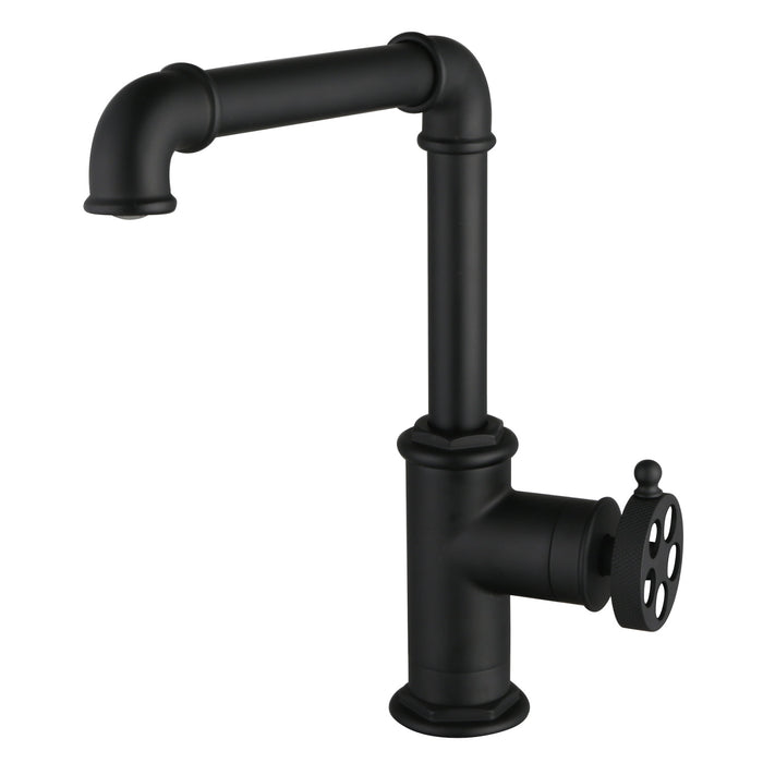 Wendell LS6200RKZ Single-Handle 1-Hole Kitchen Faucet with Knurled Handle, Matte Black