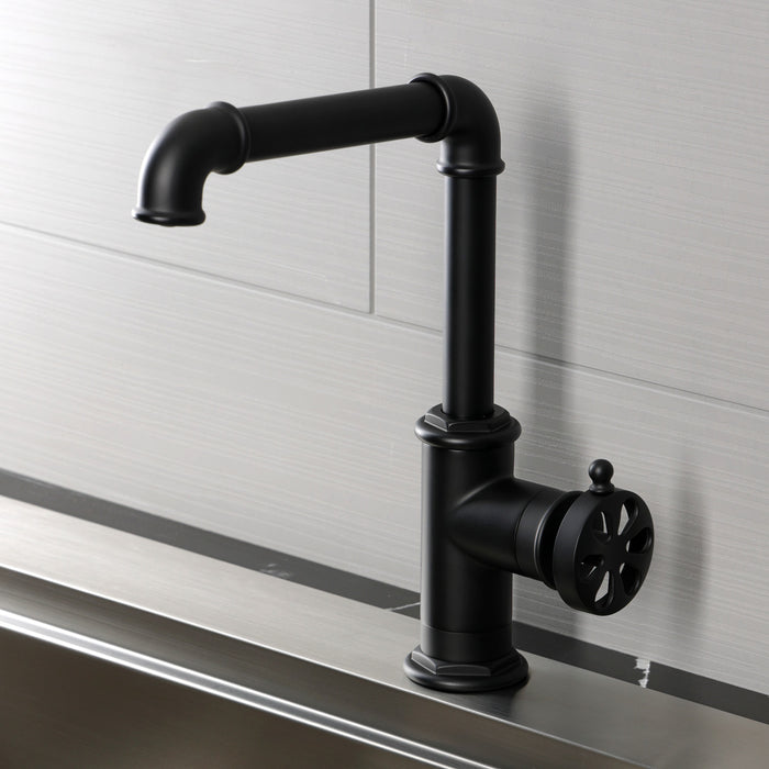 Kingston Belknap LS6200RX Single-Handle 1-Hole Deck Mount Kitchen Faucet, Matte Black