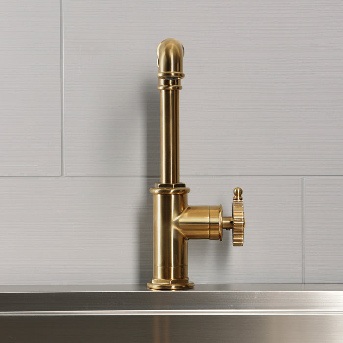 Kingston Fuller LS6203CG Single-Handle 1-Hole Deck Mount Kitchen Faucet, Brushed Brass