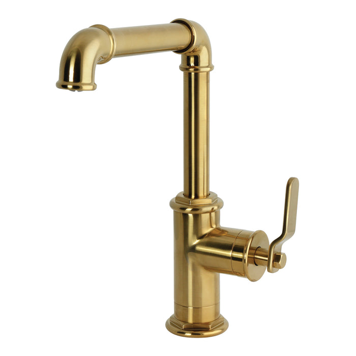 Kingston Whitaker LS6203KL Single-Handle 1-Hole Deck Mount Kitchen Faucet, Brushed Brass