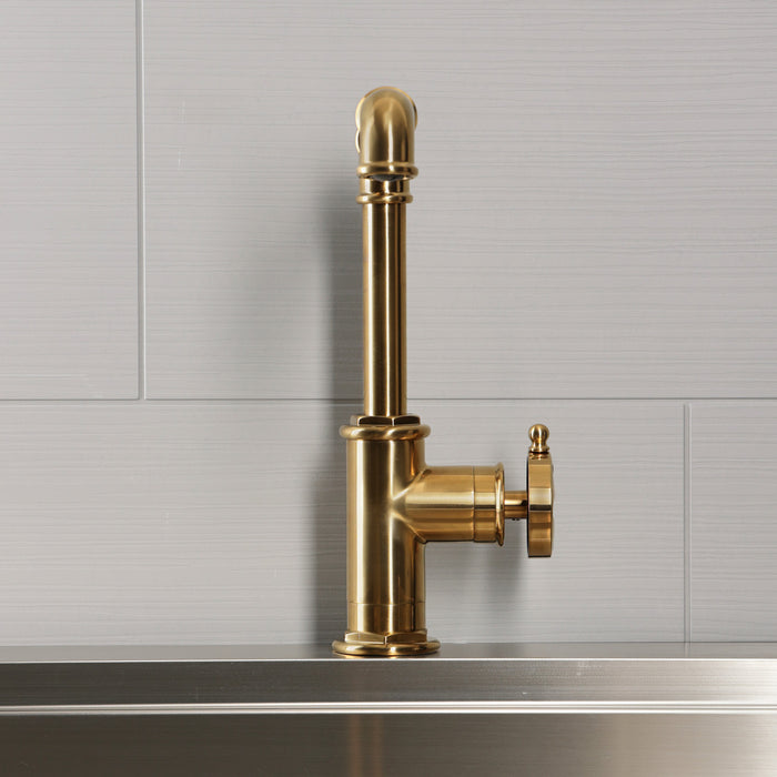 Kingston Belknap LS6203RX Single-Handle 1-Hole Deck Mount Kitchen Faucet, Brushed Brass