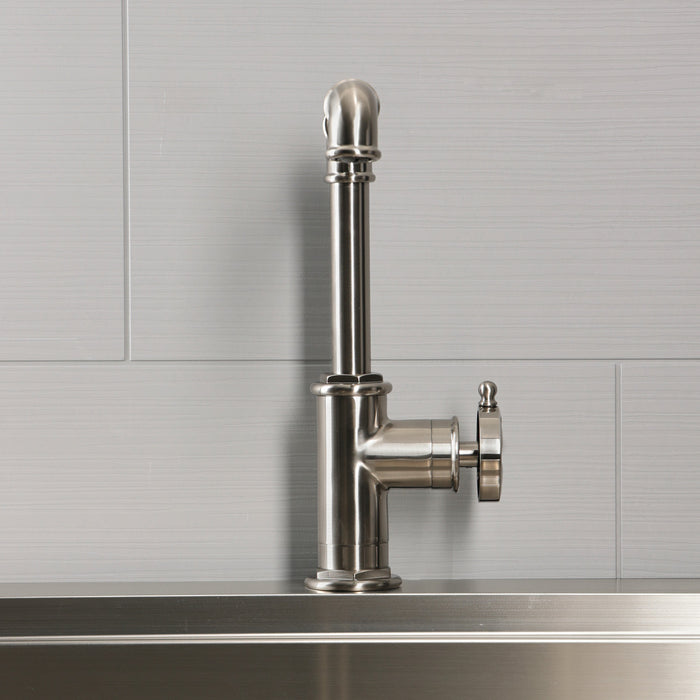 Kingston Belknap LS6208RX Single-Handle 1-Hole Deck Mount Kitchen Faucet, Brushed Nickel
