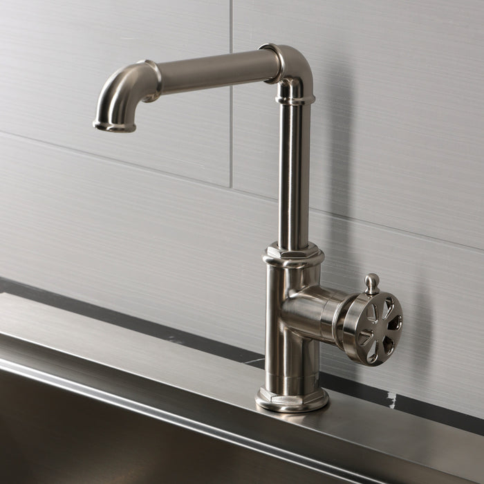 Kingston Belknap LS6208RX Single-Handle 1-Hole Deck Mount Kitchen Faucet, Brushed Nickel