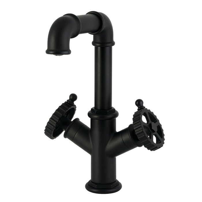 Kingston Fuller LS6300CG Two-Handle 1-Hole Bathroom Faucet with Push Pop-Up Drain, Matte Black