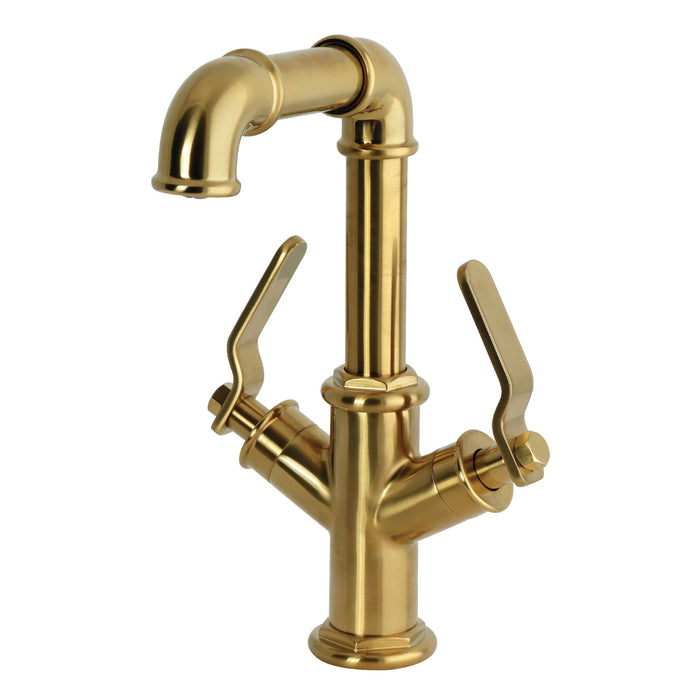 Kingston Whitaker LS6303KL Two-Handle 1-Hole Bathroom Faucet with Push Pop-Up Drain, Brushed Brass