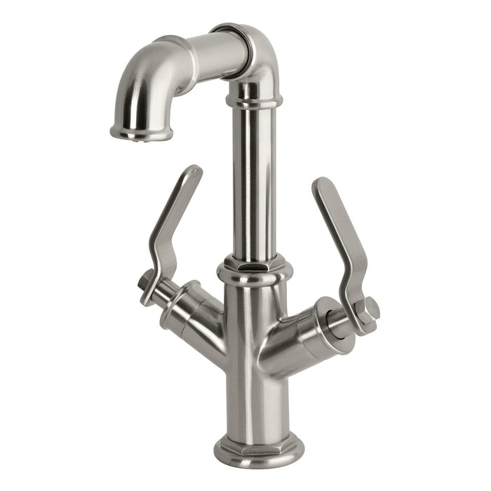 Kingston Whitaker LS6308KL Two-Handle 1-Hole Bathroom Faucet with Push Pop-Up Drain, Brushed Nickel