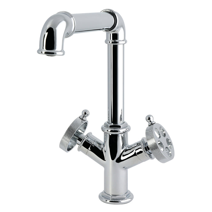 Kingston Wendell LS6401RKZ Two-Handle 1-Hole Deck Mount Bar Faucet with Knurled Handle, Polished Chrome