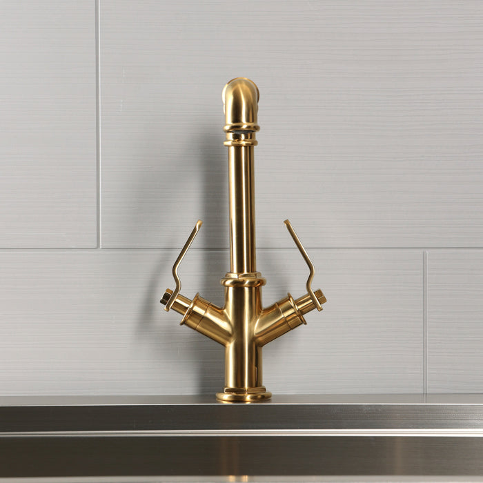 Kingston Whitaker LS6403KL Two-Handle 1-Hole Deck Mount Bar Faucet, Brushed Brass