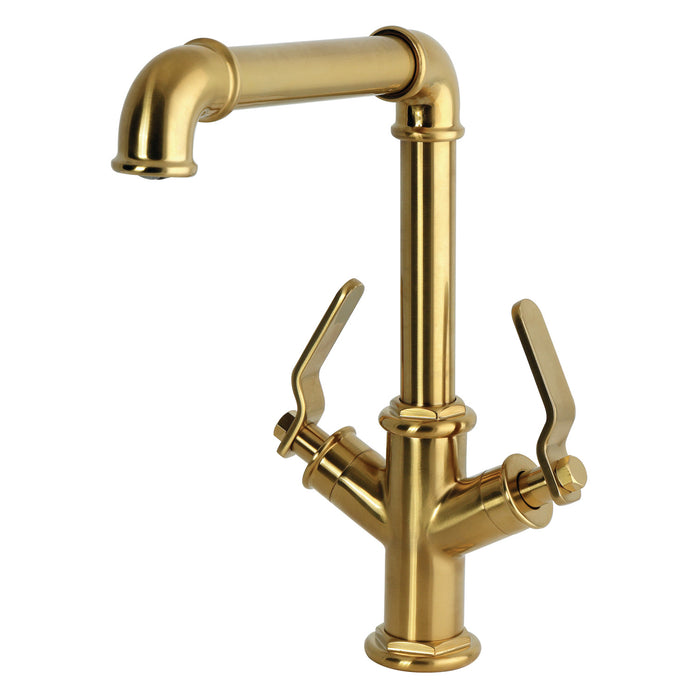 Kingston Whitaker LS6403KL Two-Handle 1-Hole Deck Mount Bar Faucet, Brushed Brass
