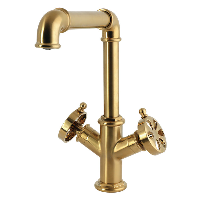 Kingston Belknap LS6403RX Two-Handle 1-Hole Deck Mount Bar Faucet, Brushed Brass