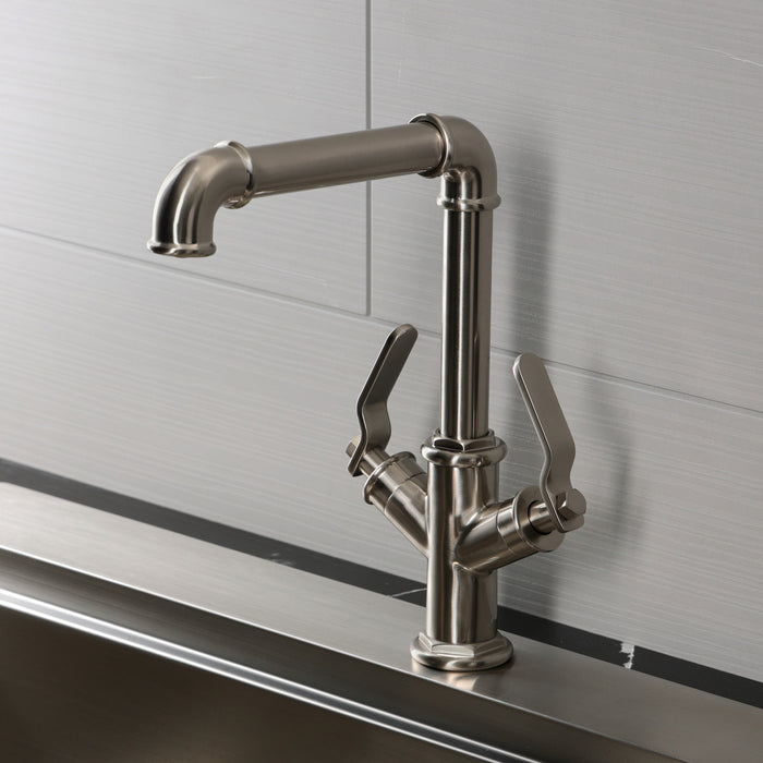 Kingston Whitaker LS6408KL Two-Handle 1-Hole Deck Mount Bar Faucet, Brushed Nickel