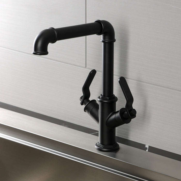 Kingston Whitaker LS6500KL Two-Handle 1-Hole Kitchen Faucet, Matte Black