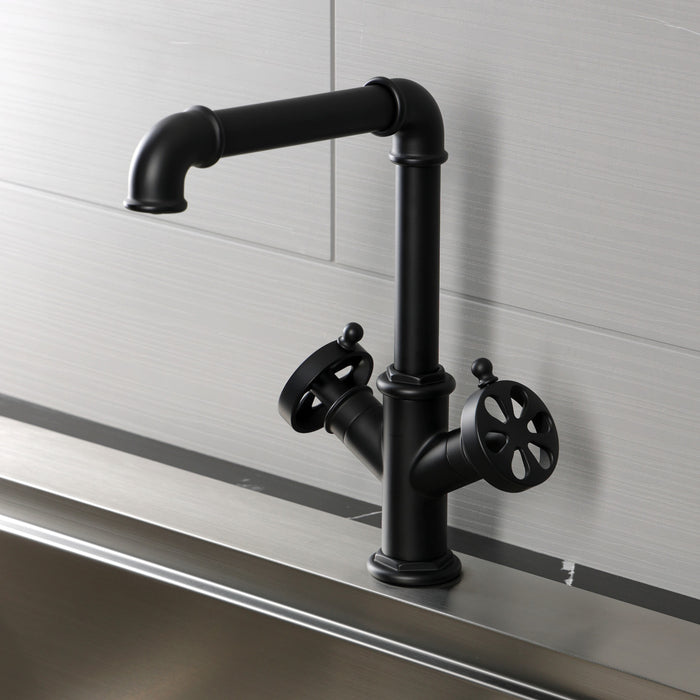 Kingston Belknap LS6500RX Two-Handle 1-Hole Kitchen Faucet, Matte Black