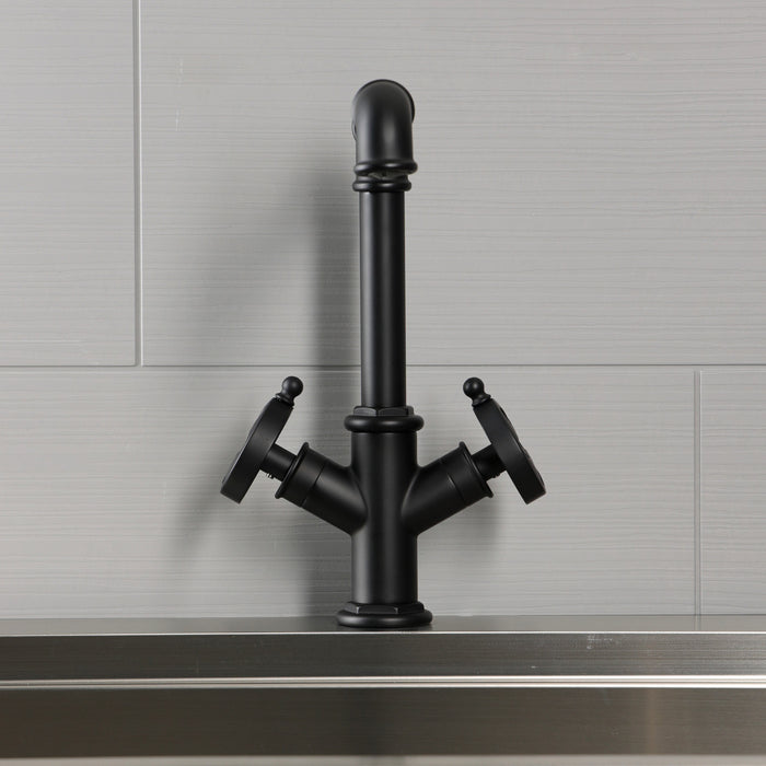 Kingston Belknap LS6500RX Two-Handle 1-Hole Kitchen Faucet, Matte Black