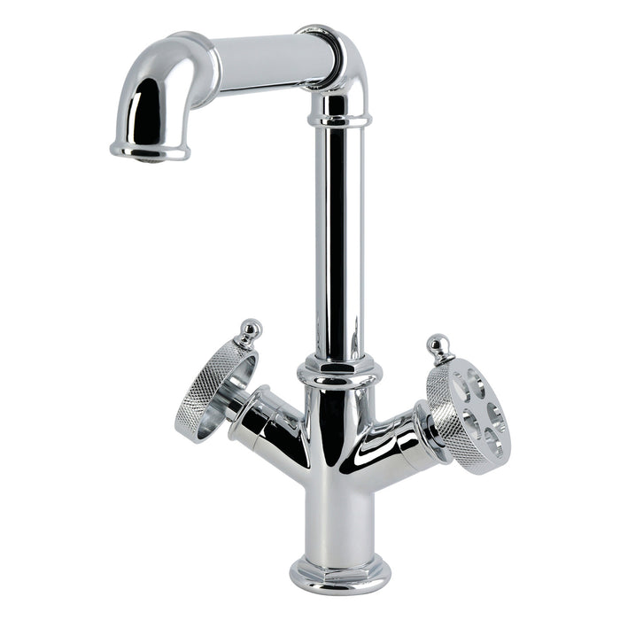 Kingston Wendell LS6501RKZ Two-Handle 1-Hole Kitchen Faucet with Knurled Handle, Polished Chrome