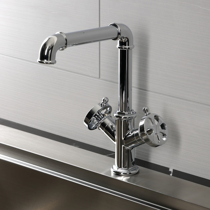 Kingston Belknap LS6501RX Two-Handle 1-Hole Kitchen Faucet, Polished Chrome